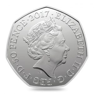 Image obverse side of Peter Rabbit coin featuring the fifth definitive portrait of HM Queen Elizabeth II