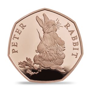 Image of gold Peter Rabbit 2017 UK 50p coin