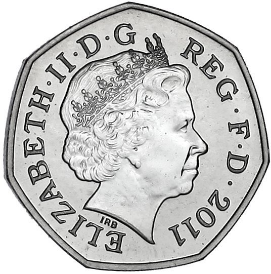 Image of obverse side of Basketball 50p coin